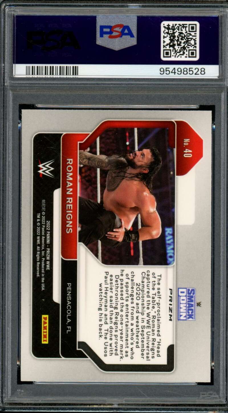 Roman Reigns Card 2022 Prizm WWE Hyper Prizm (pop 7) #40 PSA 9 Image 2