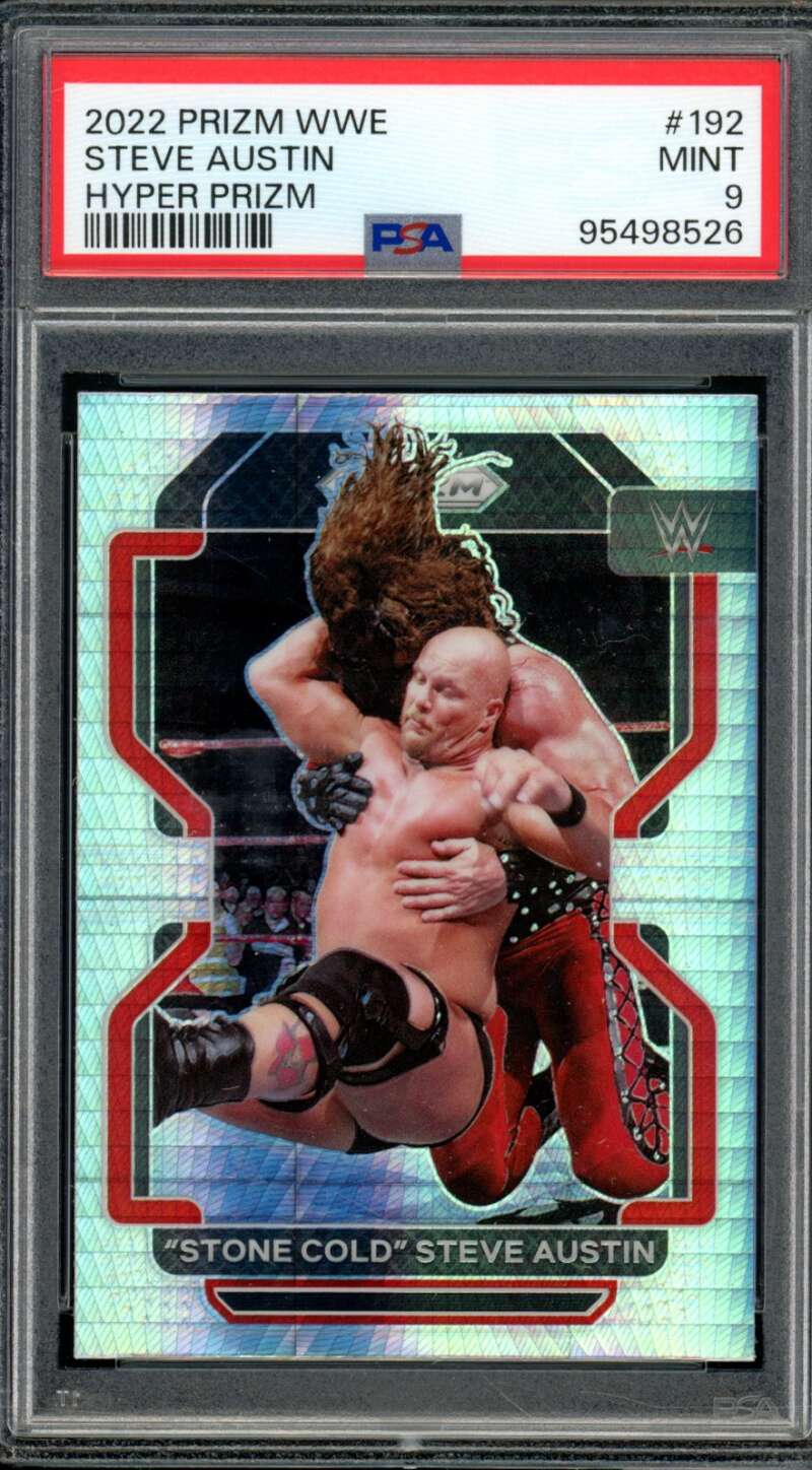 Steve Austin Card 2022 Prizm WWE Hyper Prizm (pop 13) #192 PSA 9 Image 1