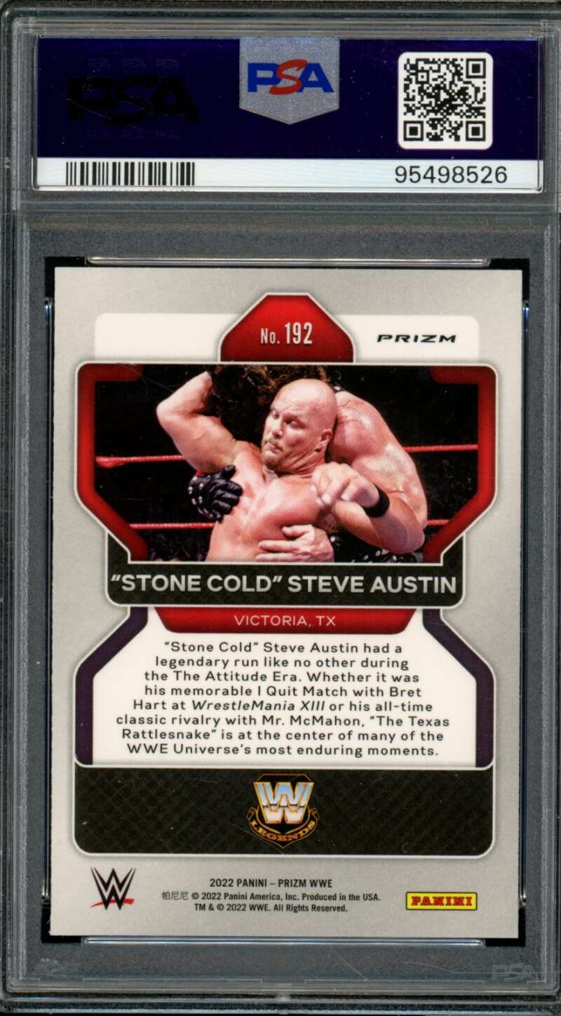 Steve Austin Card 2022 Prizm WWE Hyper Prizm (pop 13) #192 PSA 9 Image 2