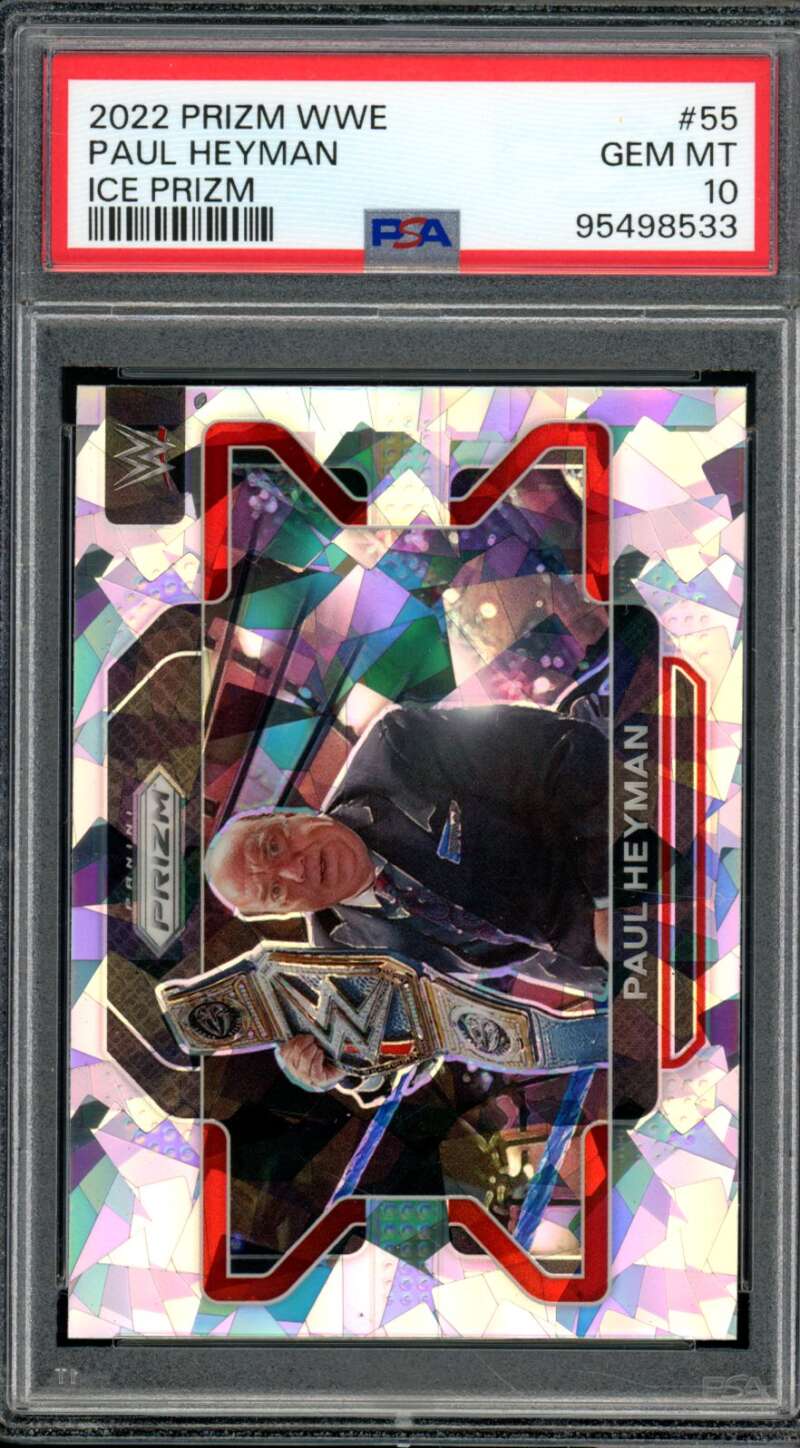 Paul Heyman Card 2022 Prizm WWE Ice Prizm (pop 2) #55 PSA 10 Image 1