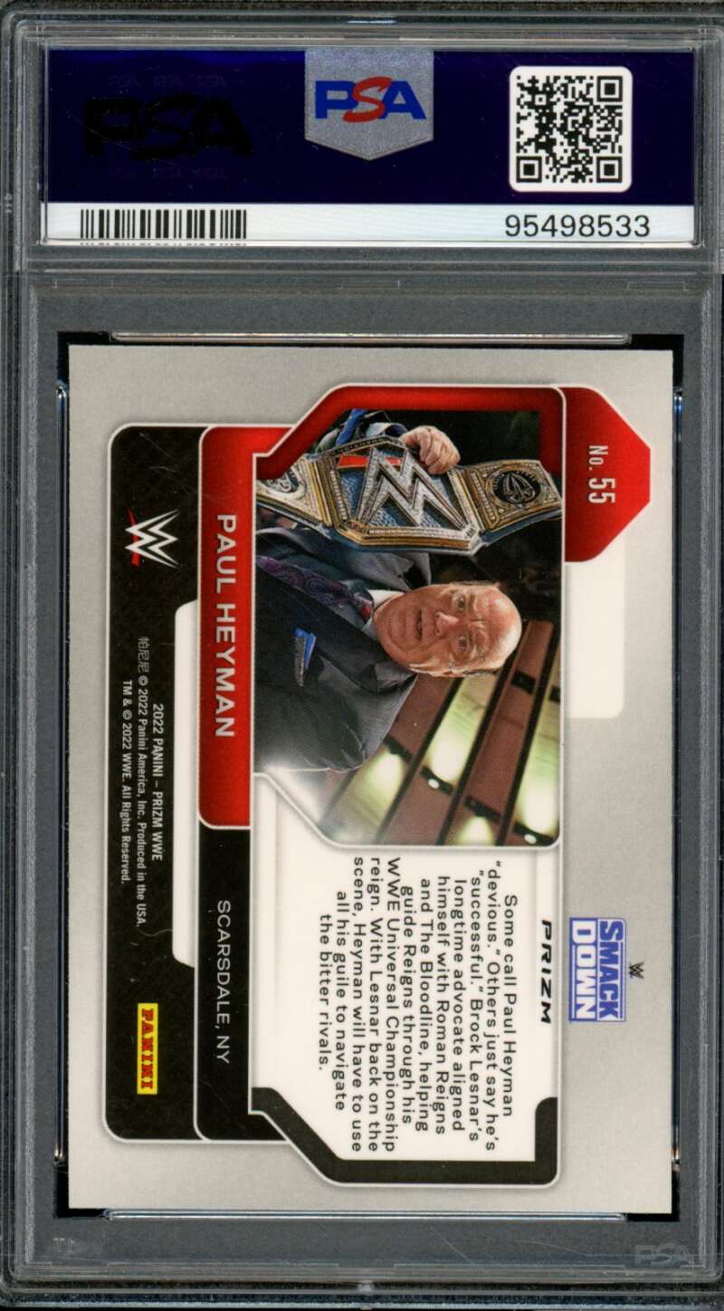 Paul Heyman Card 2022 Prizm WWE Ice Prizm (pop 2) #55 PSA 10 Image 2