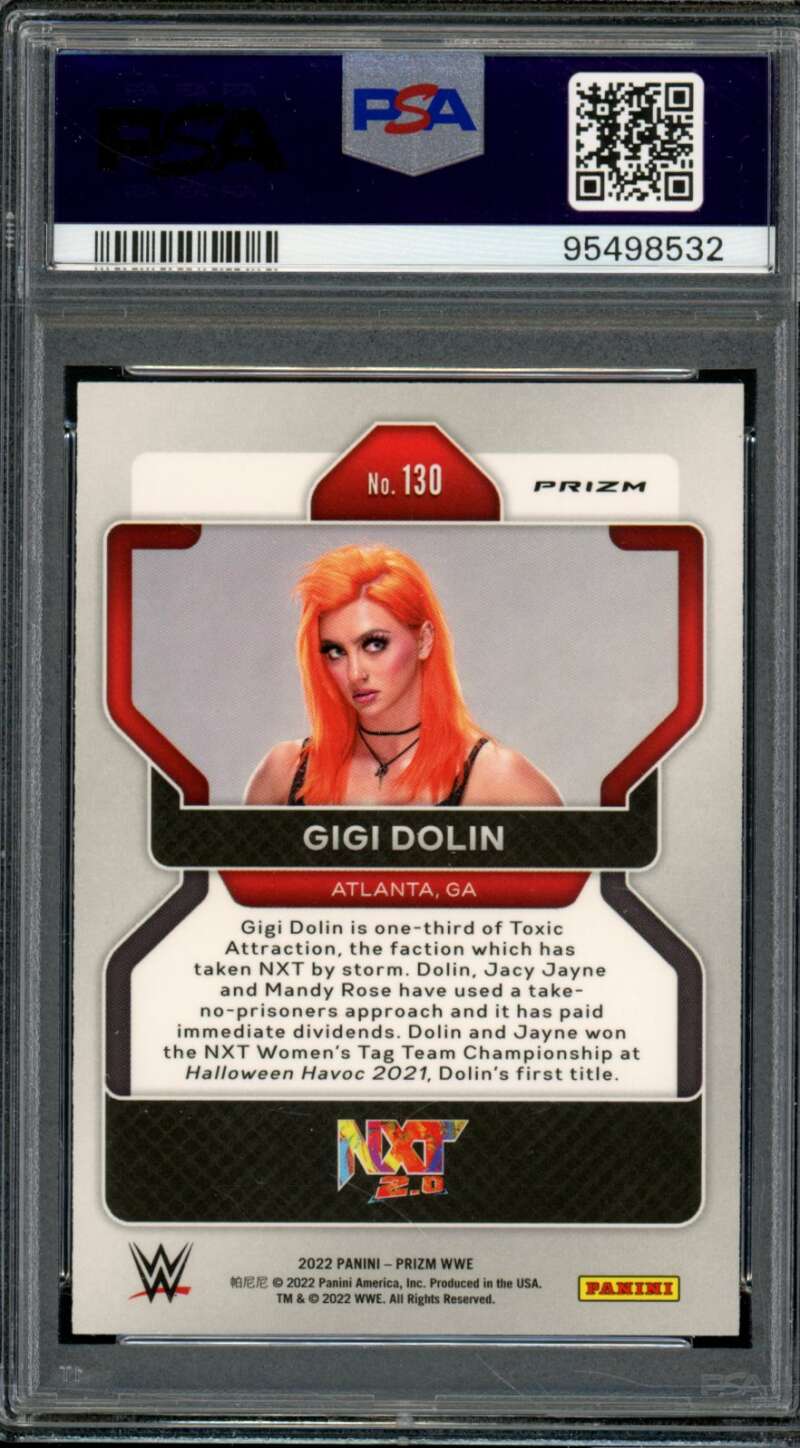 Gigi Dolin Card 2022 Prizm WWE Ice Prizm (pop 2) #130 PSA 10 Image 2