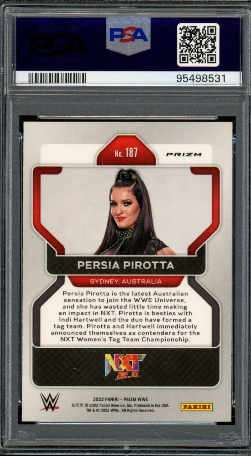 Persia Pirotta Rookie Card 2022 Prizm WWE Ice Prizm (pop 1) #187 PSA 9 Image 2