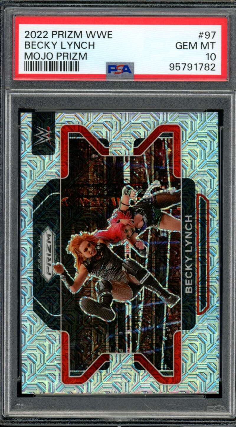 Becky Lynch Card 2022 Prizm WWE Mojo Prizm (8/25) (pop 3) #97 PSA 10 Image 1