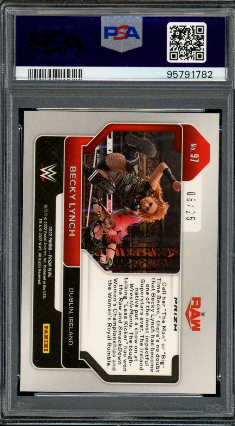 Becky Lynch Card 2022 Prizm WWE Mojo Prizm (8/25) (pop 3) #97 PSA 10 Image 2