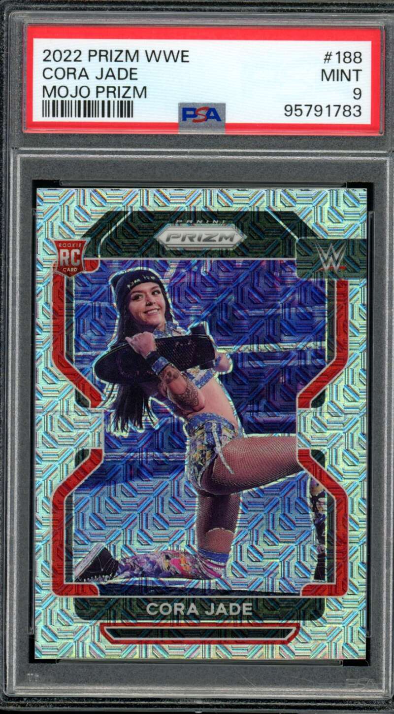 Cora Jade Rookie Card 2022 Prizm WWE Mojo Prizm (25/25) (pop 2) #188 PSA 9 Image 1