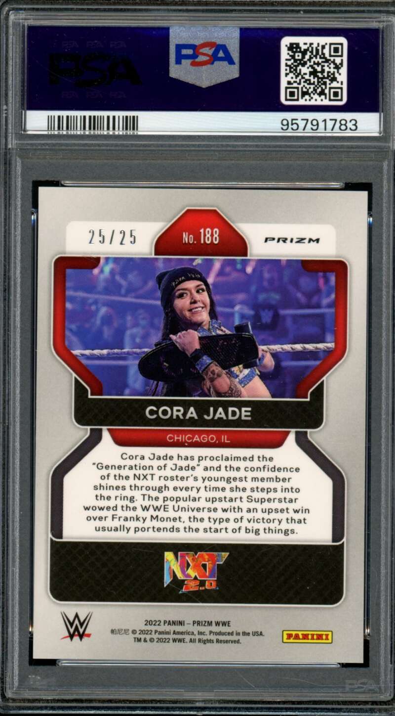 Cora Jade Rookie Card 2022 Prizm WWE Mojo Prizm (25/25) (pop 2) #188 PSA 9 Image 2