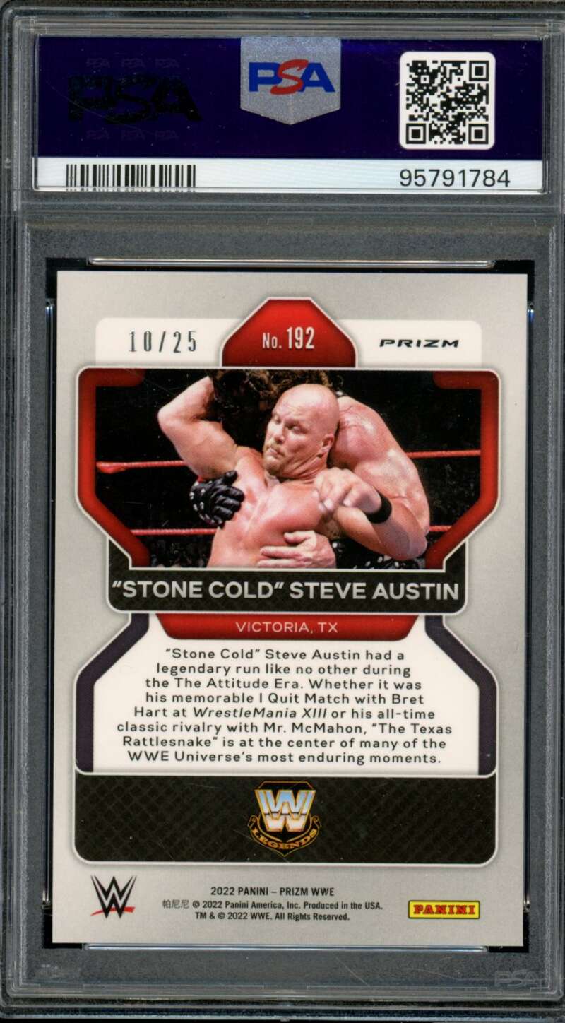 Steve Austin Card 2022 Prizm WWE Mojo Prizm (10/25) (pop 5) #192 PSA 10 Image 2