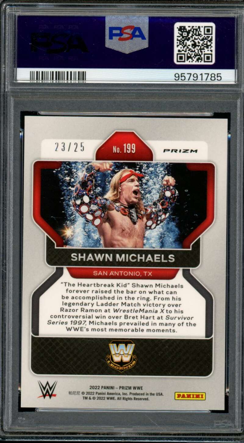 Shawn Michaels Card 2022 Prizm WWE Mojo Prizm (23/25) (pop 5) #199 PSA 9 Image 2