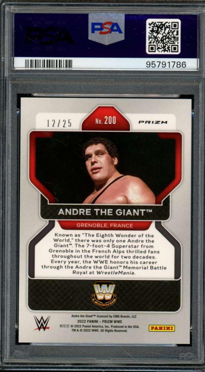 Andre The Giant Card 2022 Prizm WWE Mojo Prizm (12/25) (pop 5) #200 PSA 9 Image 2