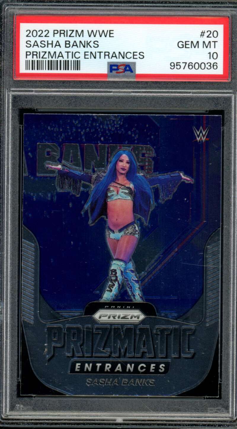 Sasha Banks Card 2022 Prizm WWE Prizmatic Entrances (pop 1) #20 PSA 10 Image 1