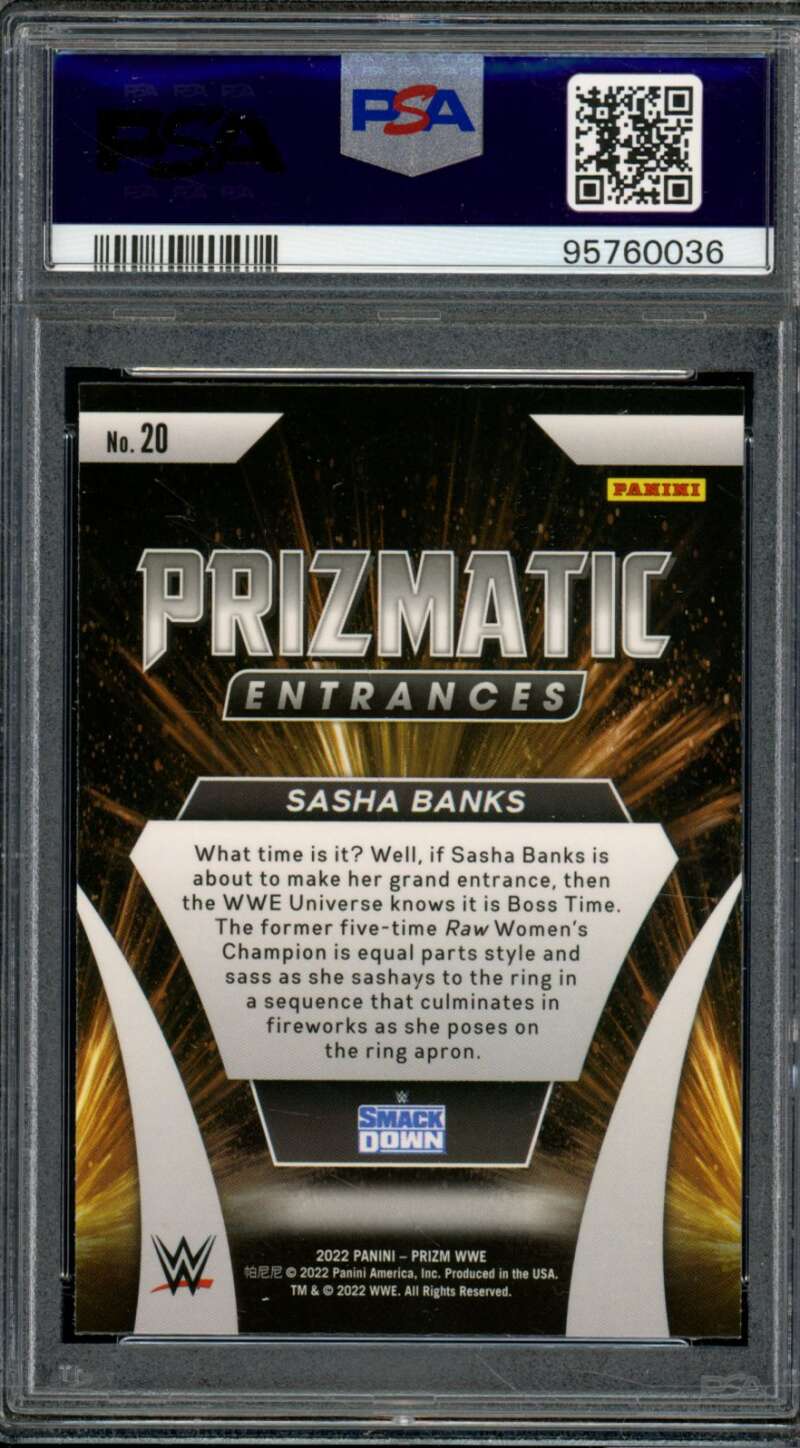 Sasha Banks Card 2022 Prizm WWE Prizmatic Entrances (pop 1) #20 PSA 10 Image 2