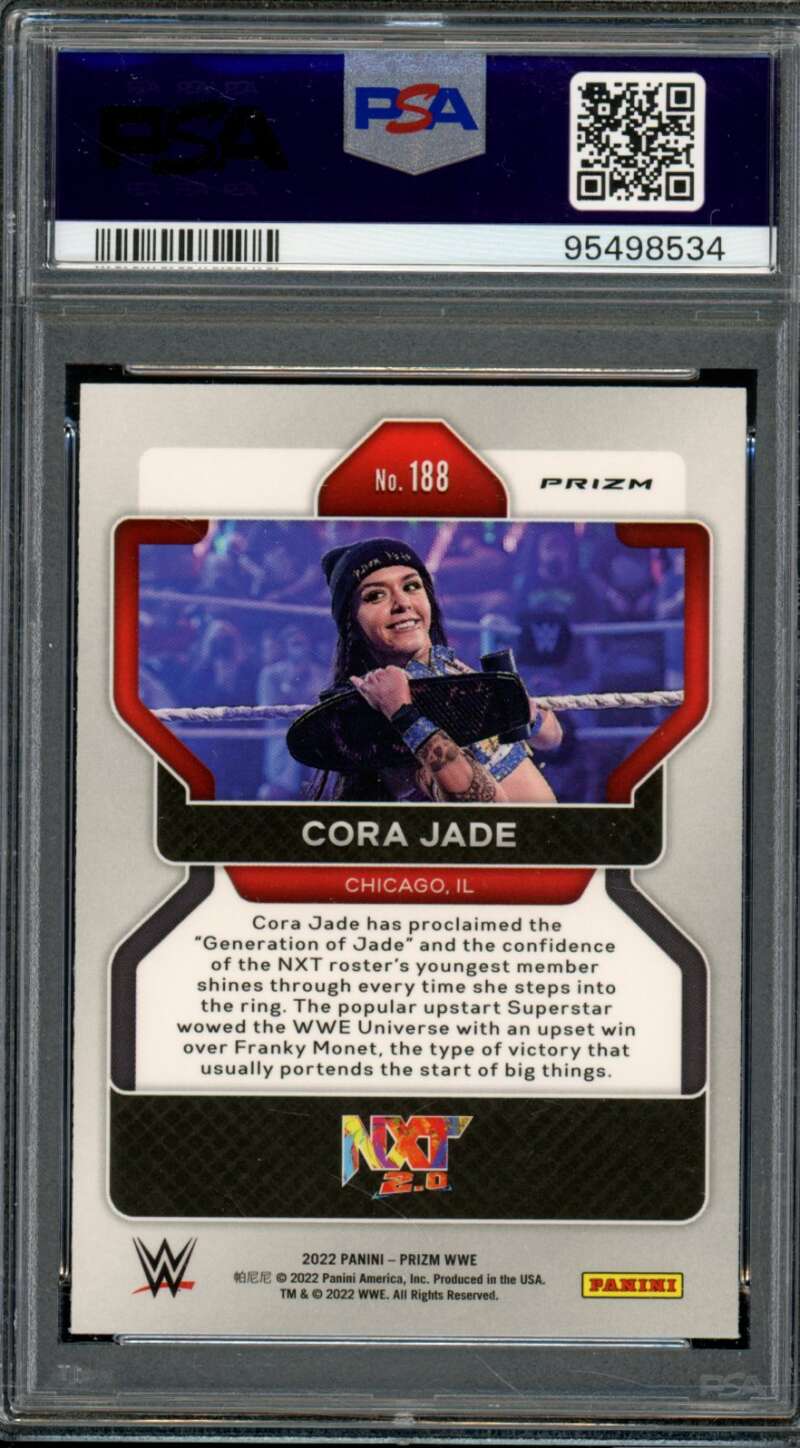 Cora Jade Rookie Card 2022 Prizm WWE Ruby Wave Prizm (pop 12) #188 PSA 9 Image 2