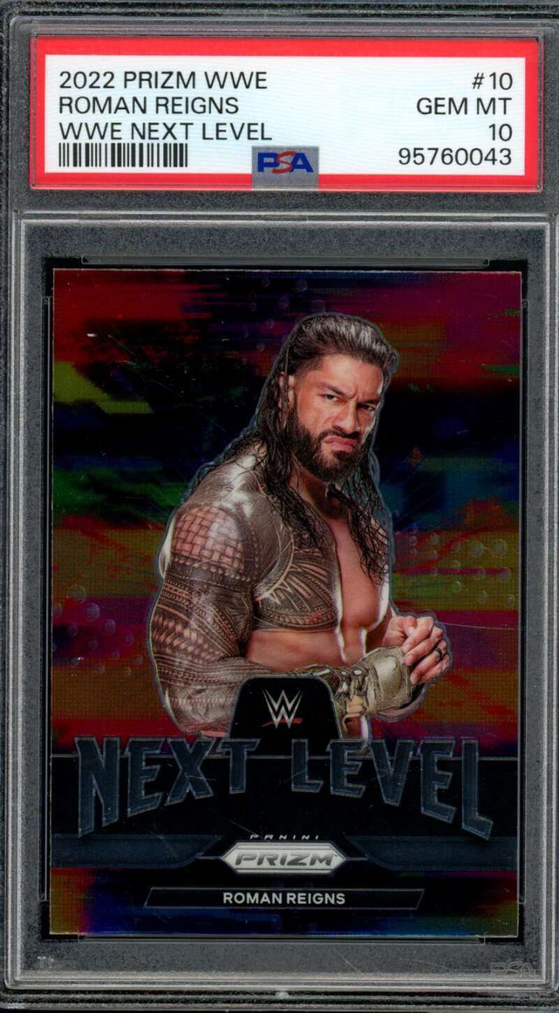 Roman Reigns Card 2022 Prizm WWE WWE Next Level (pop 7) #10 PSA 10 Image 1