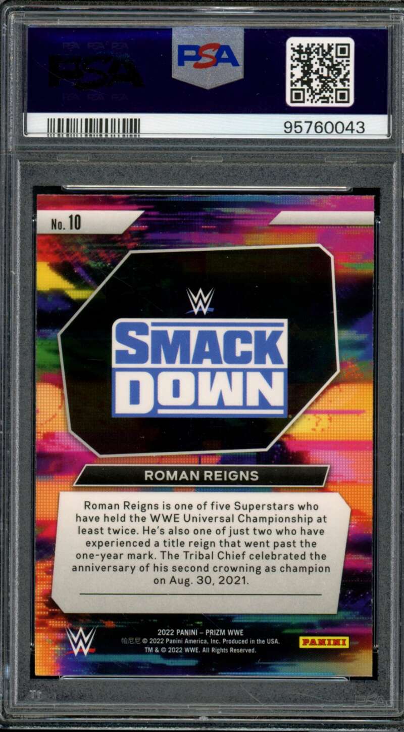 Roman Reigns Card 2022 Prizm WWE WWE Next Level (pop 7) #10 PSA 10 Image 2