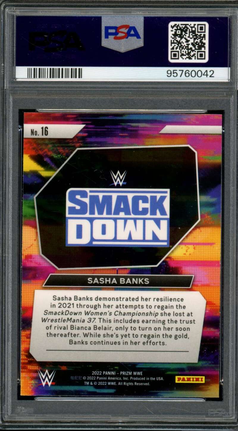 Sasha Banks Card 2022 Prizm WWE WWE Next Level (pop 1) #16 PSA 10 Image 2