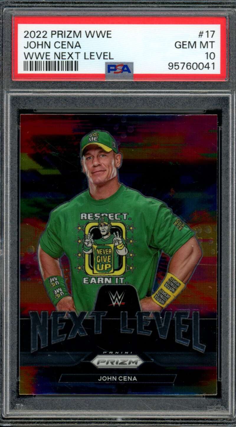 John Cena Card 2022 Prizm WWE WWE Next Level (pop 3) #17 PSA 10 Image 1