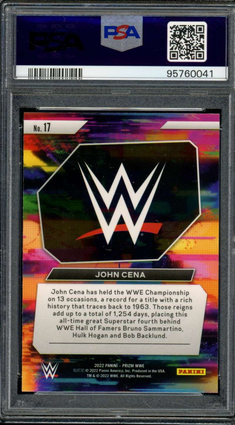 John Cena Card 2022 Prizm WWE WWE Next Level (pop 3) #17 PSA 10 Image 2