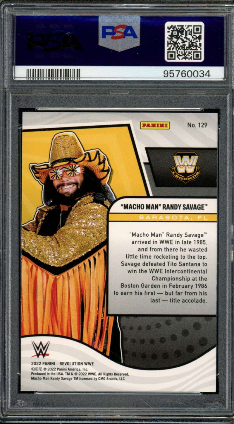 Randy Savage Card 2022 Revolution WWE (pop 2) #129 PSA 10 Image 2