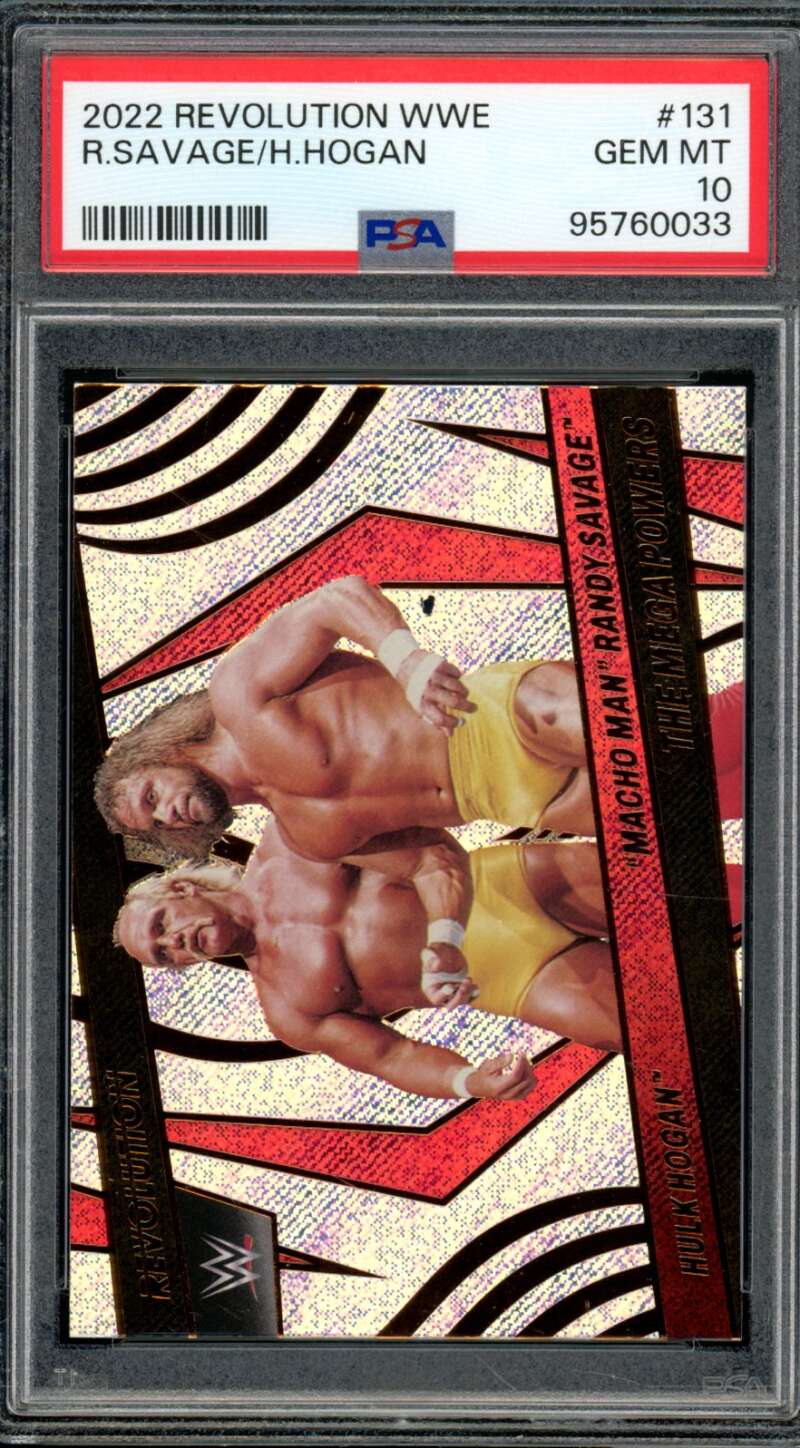 Randy Savage/Hulk Hogan Card 2022 Revolution WWE (pop 3) #131 PSA 10 Image 1