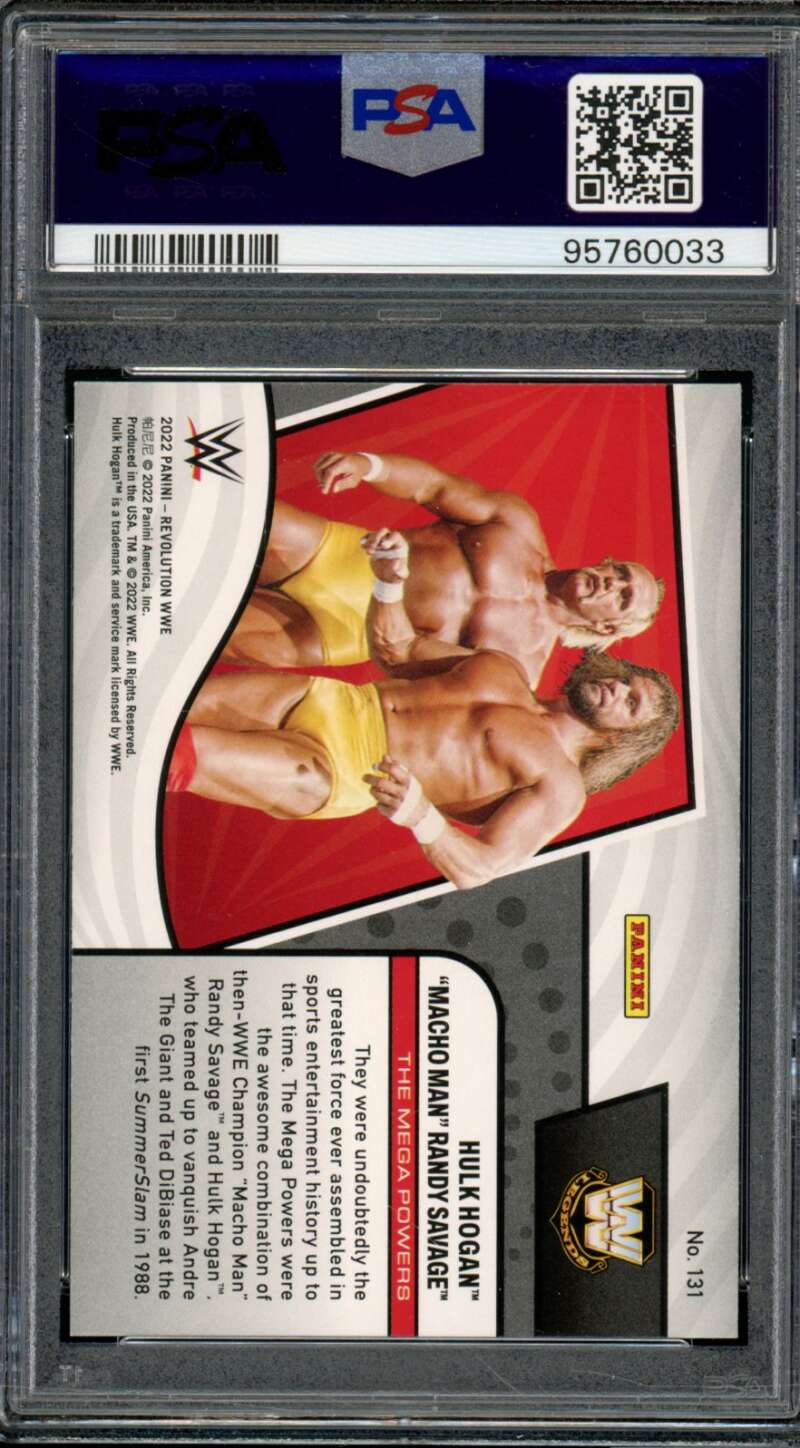 Randy Savage/Hulk Hogan Card 2022 Revolution WWE (pop 3) #131 PSA 10 Image 2