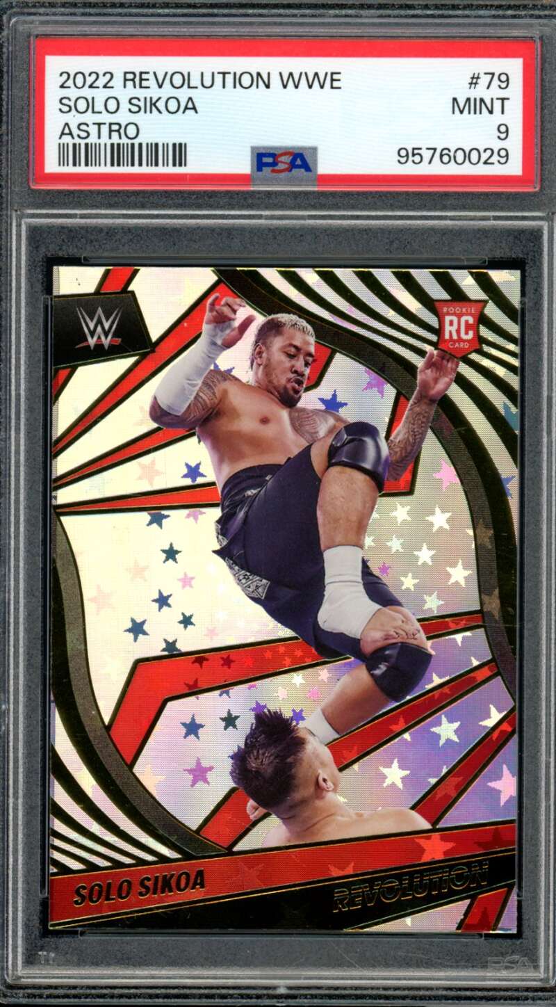 Solo Sikoa Rookie Card 2022 Revolution WWE Astro (pop 2) #79 PSA 9 Image 1