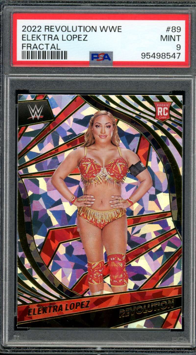 Elektra Lopez Rookie Card 2022 Revolution WWE Fractal (pop 1) #89 PSA 9 Image 1