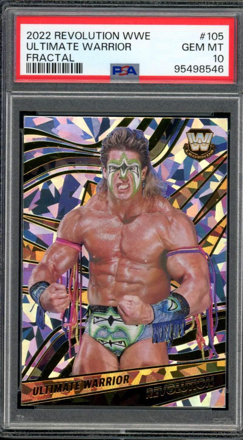 Ultimate Warrior Card 2022 Revolution WWE Fractal (pop 4) #105 PSA 10 Image 1