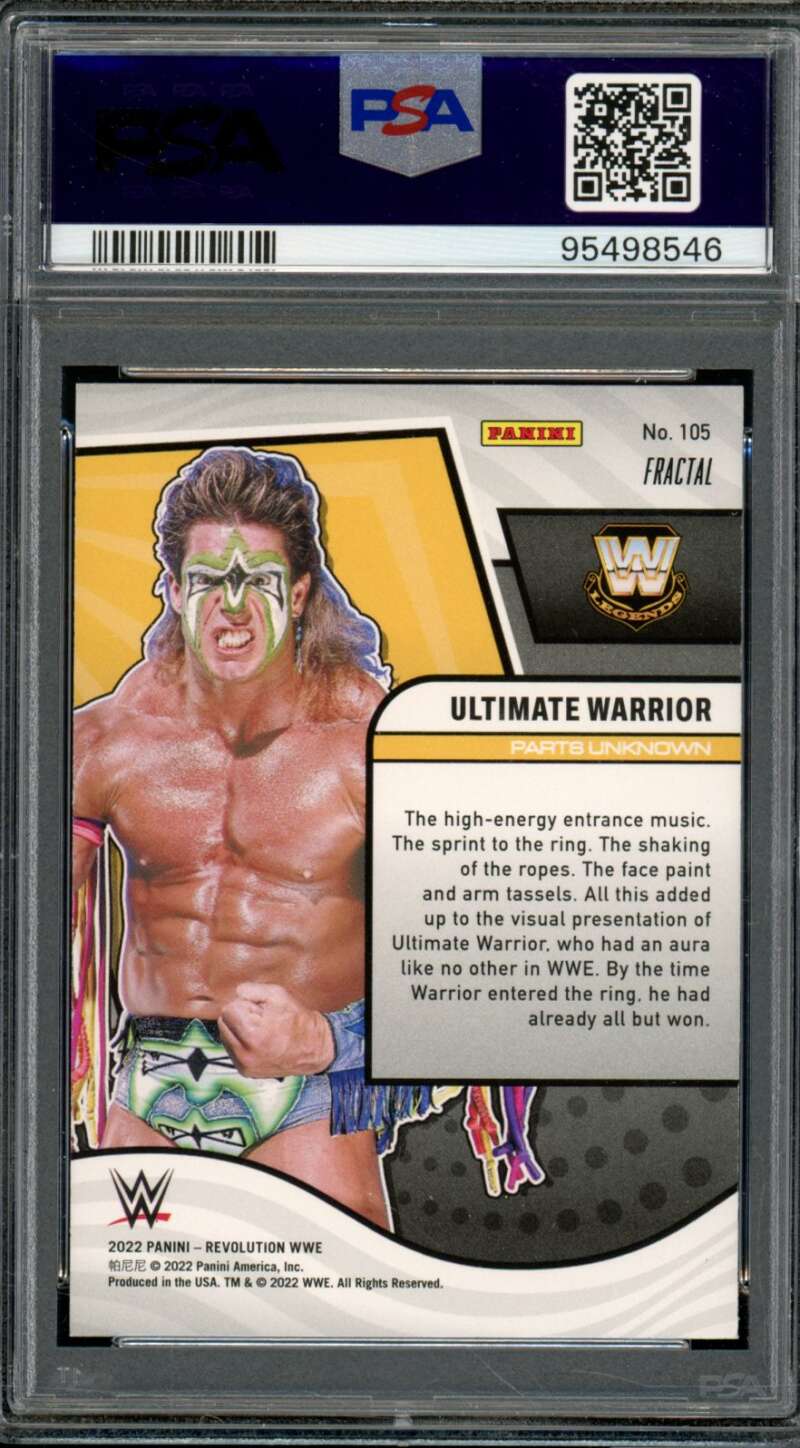 Ultimate Warrior Card 2022 Revolution WWE Fractal (pop 4) #105 PSA 10 Image 2