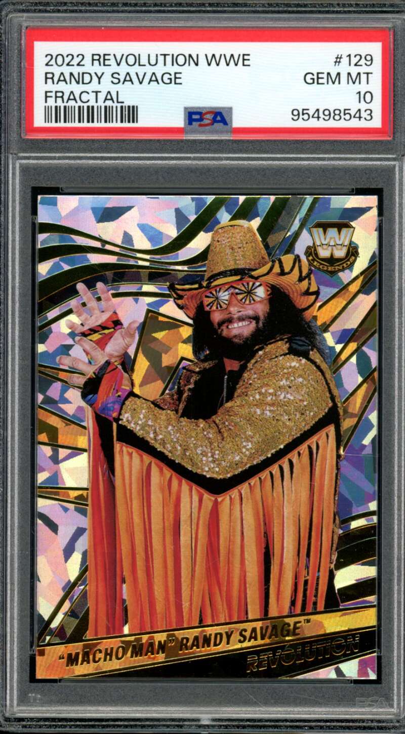 Randy Savage Card 2022 Revolution WWE Fractal (pop 1) #129 PSA 10 Image 1