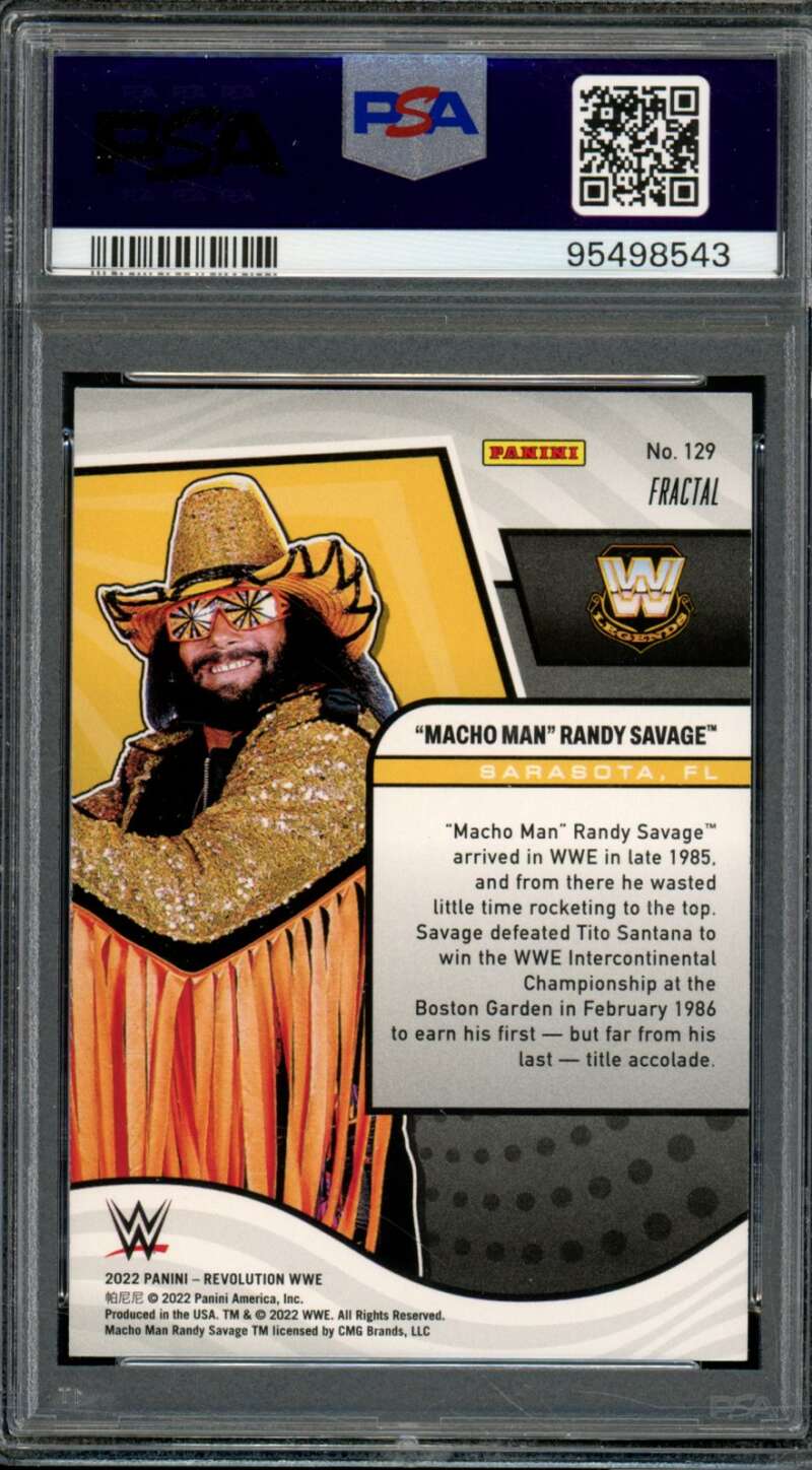 Randy Savage Card 2022 Revolution WWE Fractal (pop 1) #129 PSA 10 Image 2