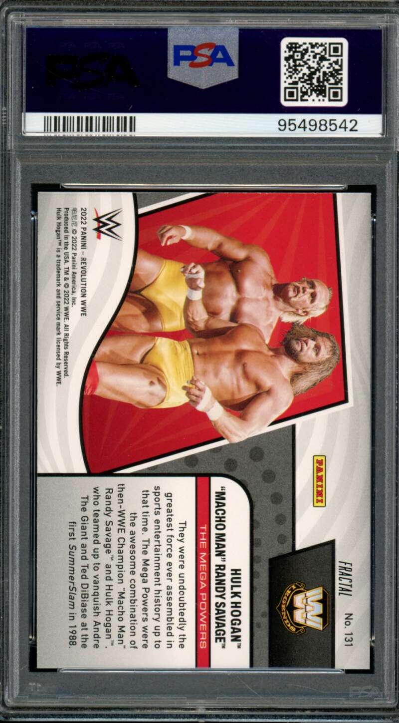 Randy Savage/Hulk Hogan Card 2022 Revolution WWE Fractal (pop 4) #131 PSA 10 Image 2