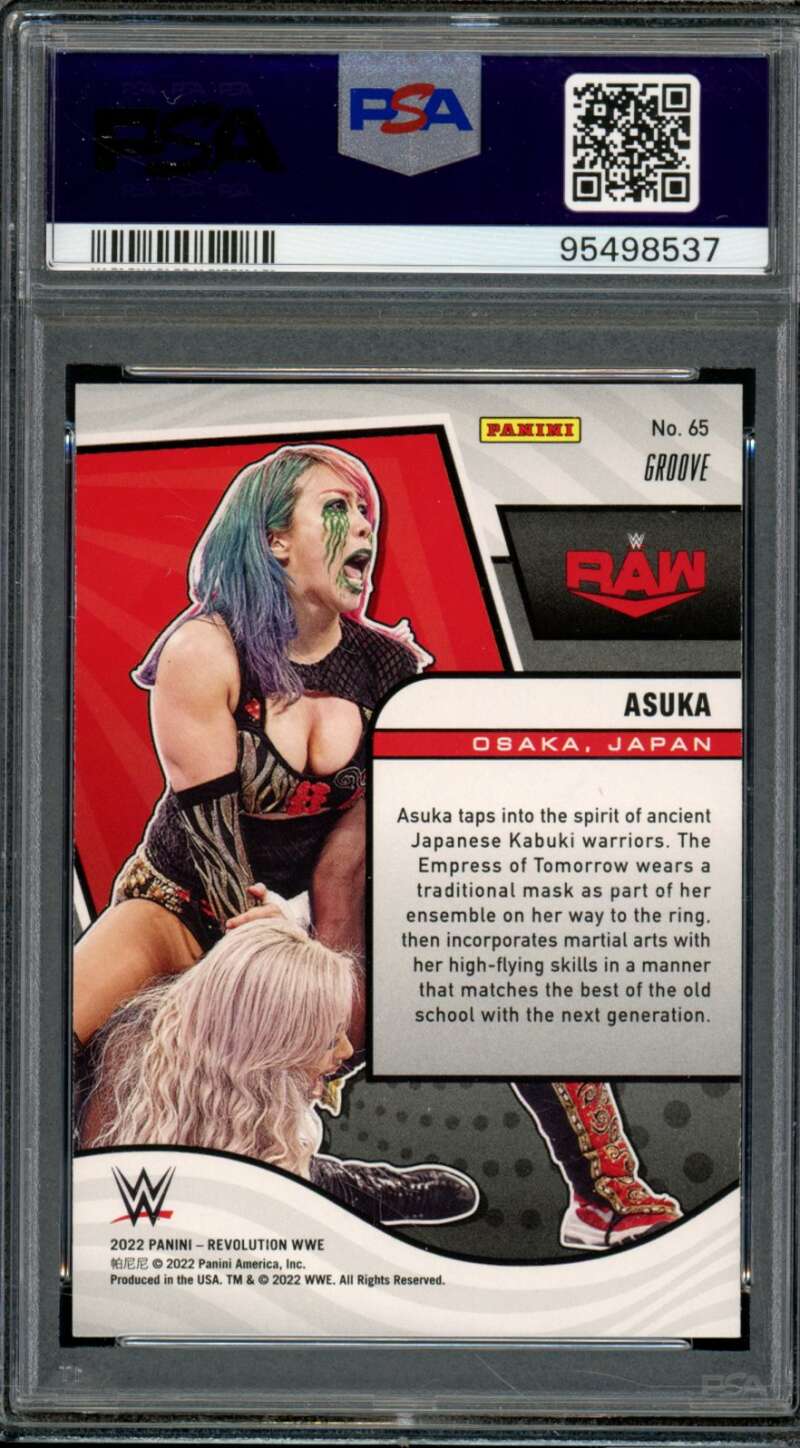 Asuka Card 2022 Panini Revolution WWE Groove (pop 1) #65 PSA 10 Image 2