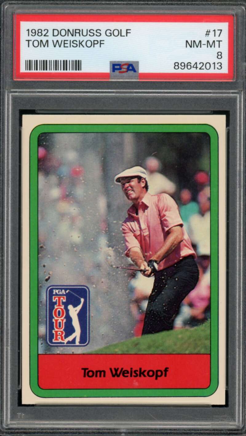 Tom Weiskopf Card 1982 Donruss Golf #17 PSA 8 Image 1