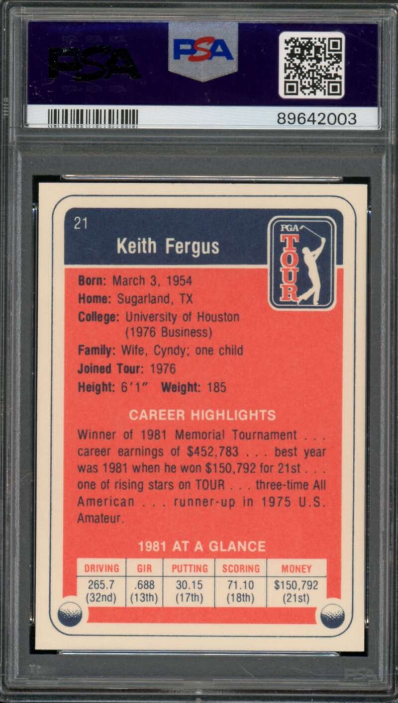 Keith Fergus Card 1982 Donruss Golf #21 PSA 6 Image 2