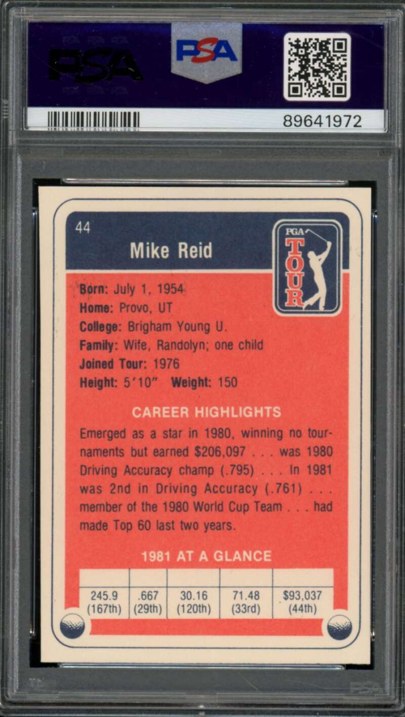 Mike Reid Card 1982 Donruss Golf #44 PSA 8 Image 2