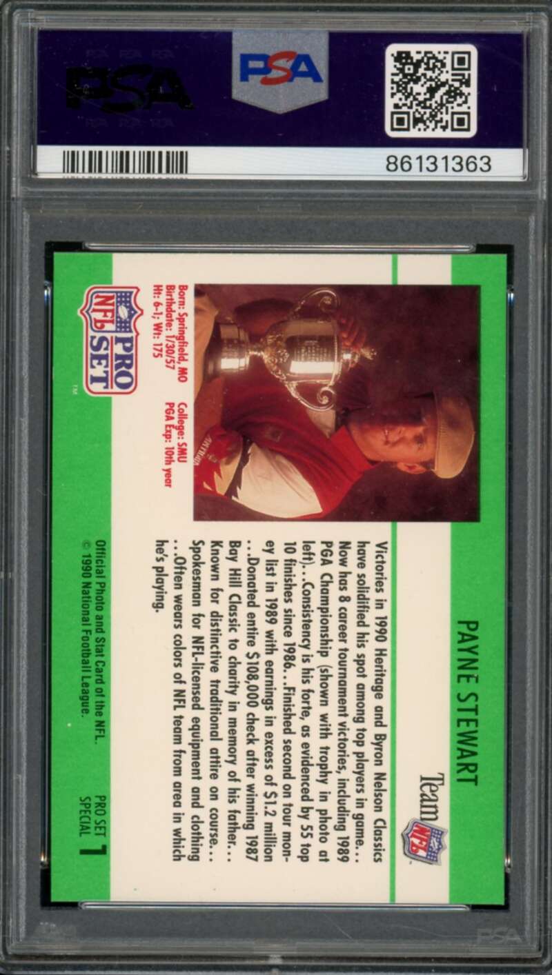 Payne Stewart Card 1990 Pro Set Special Golf #1 PSA 8 Image 2