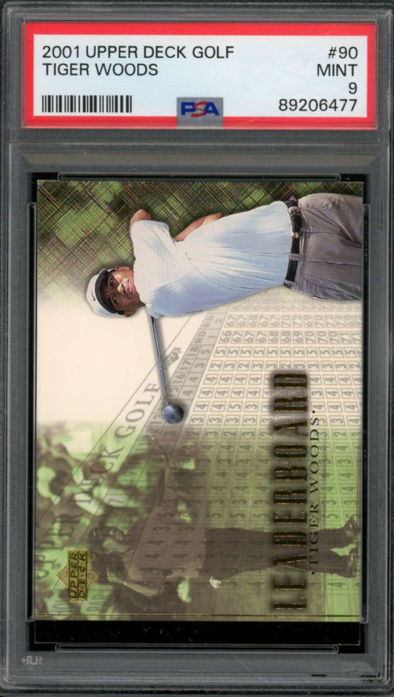 Tiger Woods Rookie Card 2001 Upper Deck Golf #90 PSA 9 Image 1