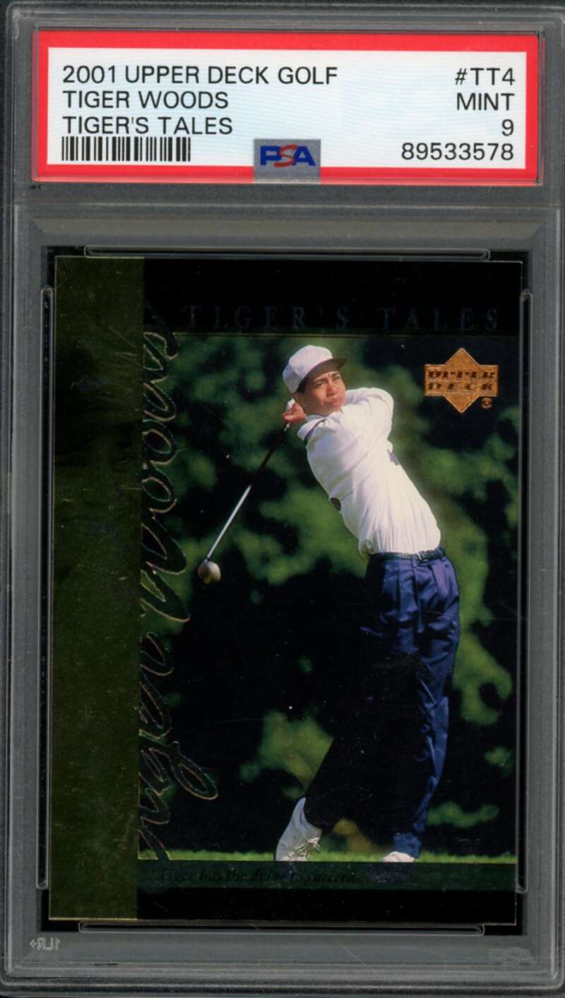 Tiger Woods Rookie Card 2001 Upper Deck Golf #TT4 PSA 9 Image 1