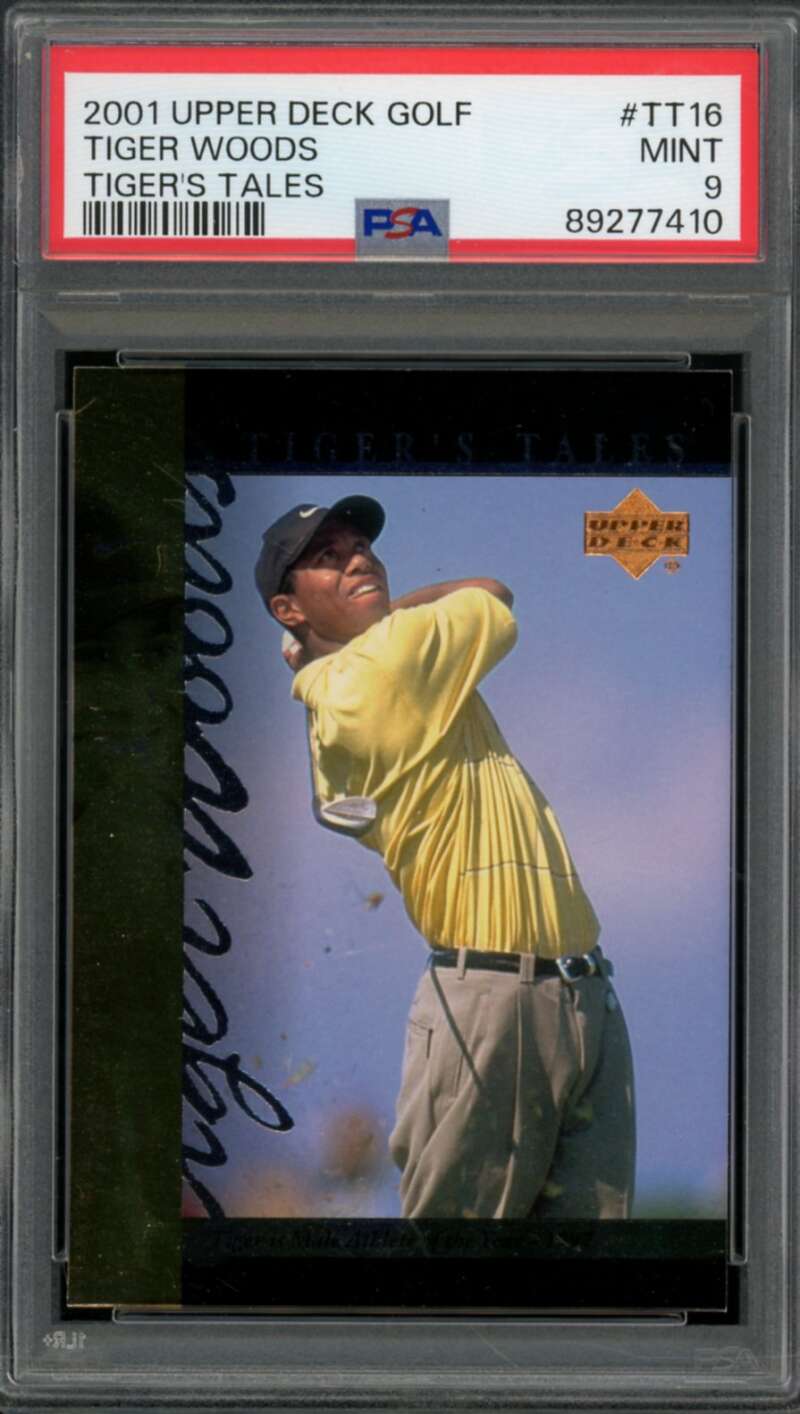 Tiger Woods Rookie Card 2001 Upper Deck Golf #TT16 PSA 9 Image 1