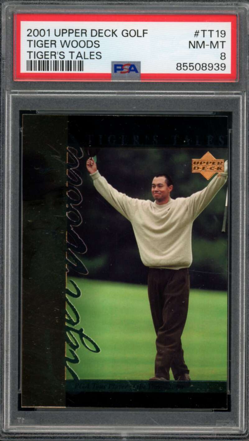 Tiger Woods Rookie Card 2001 Upper Deck Golf #Tt19 PSA 8 Image 1