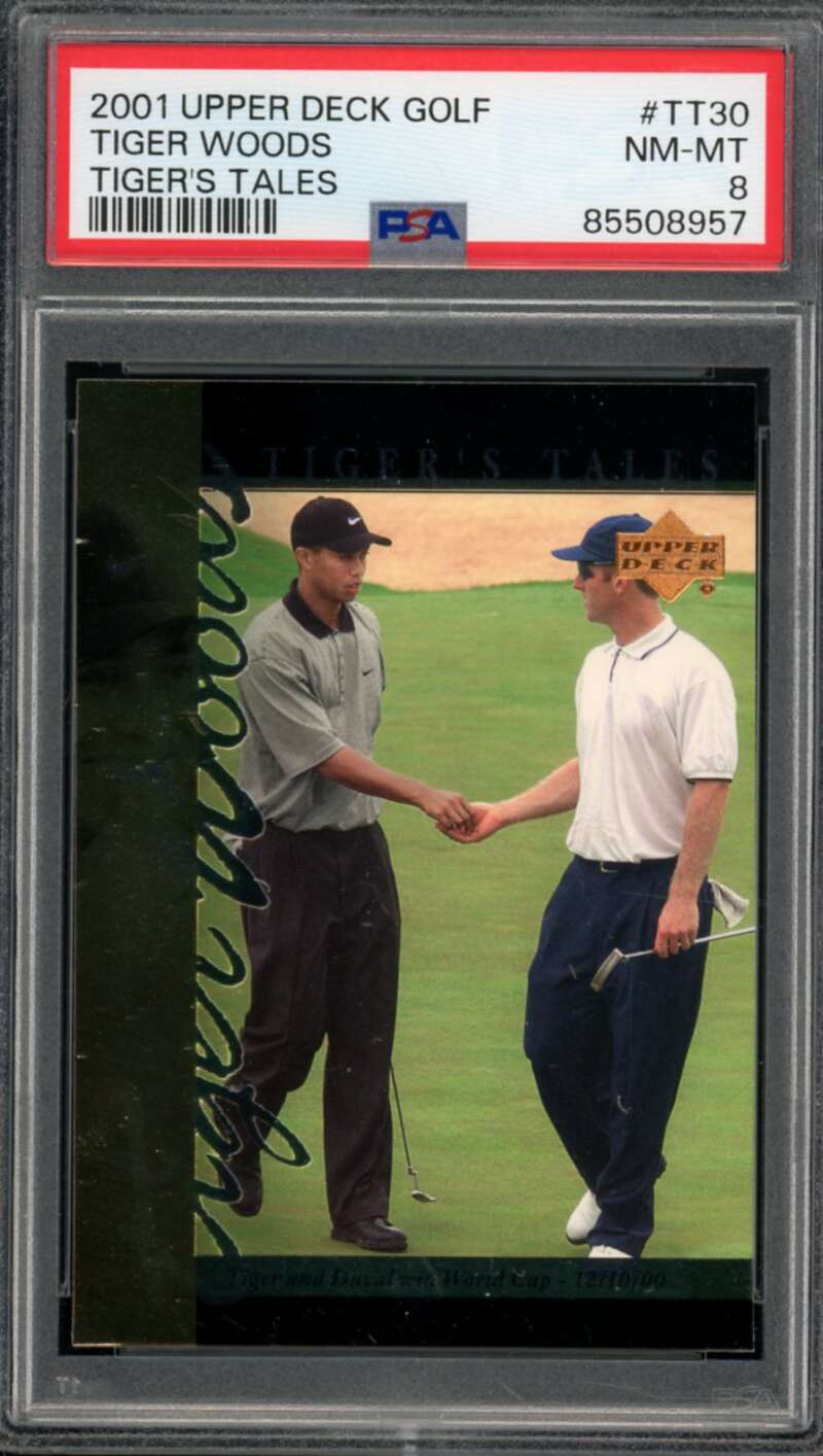 Tiger Woods Rookie Card 2001 Upper Deck Golf #TT30 PSA 8 Image 1