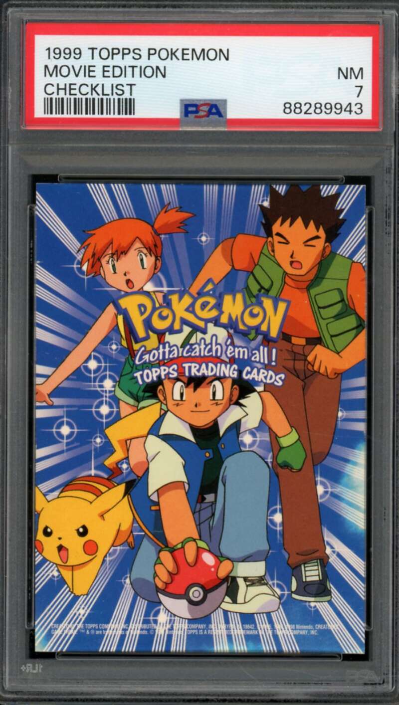 1999 Topps Pokemon Movie Edition Checklist Card #nno PSA 7 Image 1