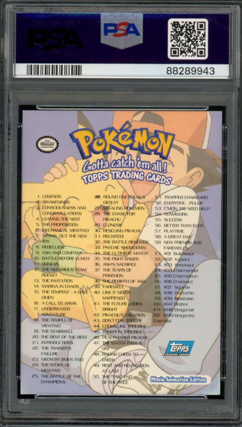 1999 Topps Pokemon Movie Edition Checklist Card #nno PSA 7 Image 2