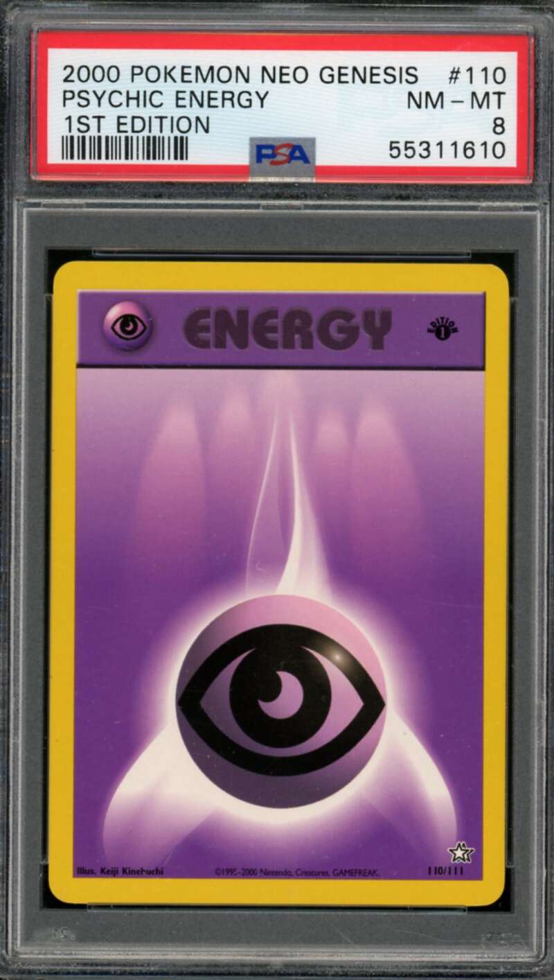 Psychic Energy Card 2000 Pokemon Neo Genesis 1st Edition #110 PSA 8 Image 1