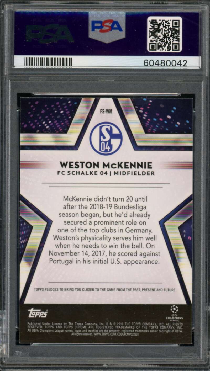 Weston McKennie Card 2018 Topps Chrome UCL Future Stars #FS PSA 8 Image 2