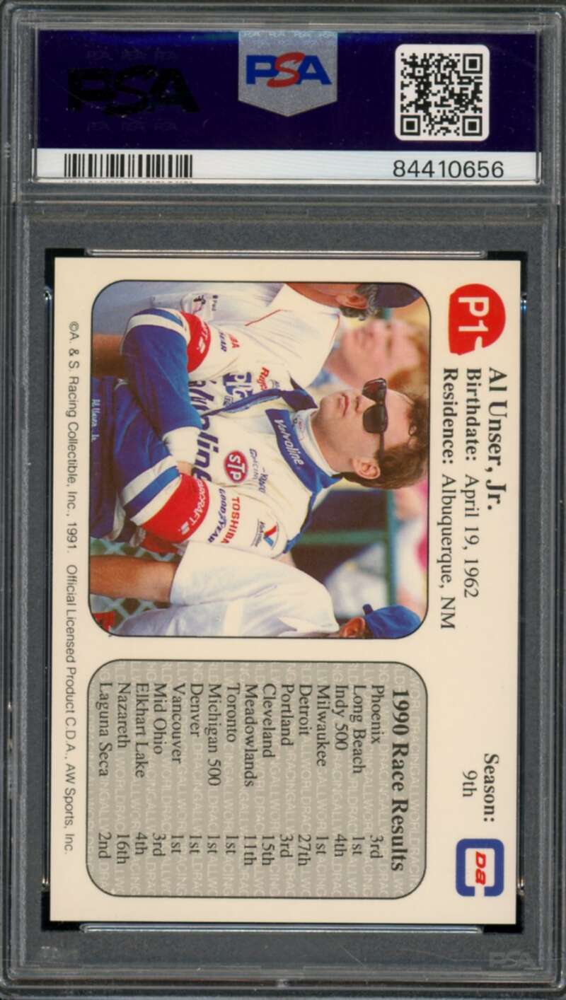 Al Unser Jr. Card 1991 All World Indy #P1 PSA 4 Image 2