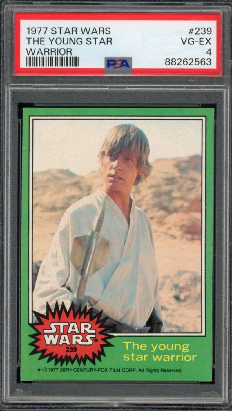 The Young Star Warrior Luke Skywalker Mark Hamill Card 1977 Star Wars #239 PSA 4 Image 1