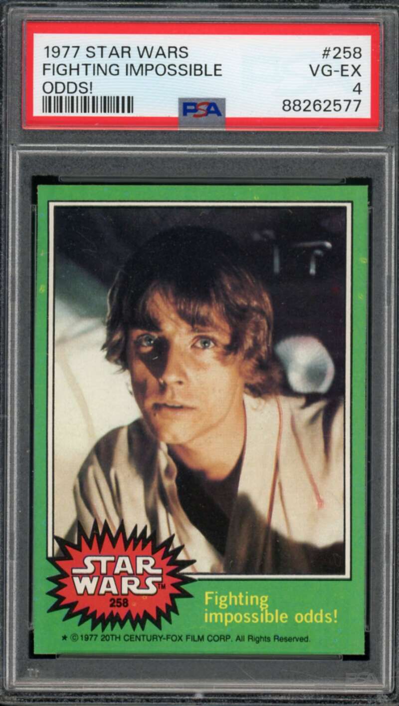 Fighting Impossible Odds Luke Skywalker Mark Hamill 1977 Star Wars #258 PSA 4 Image 1