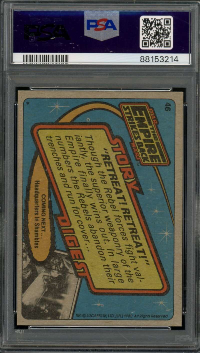 Retreat! Retreat! Card 1980 Star Wars Empire Strikes Back #46 PSA 7 Image 2